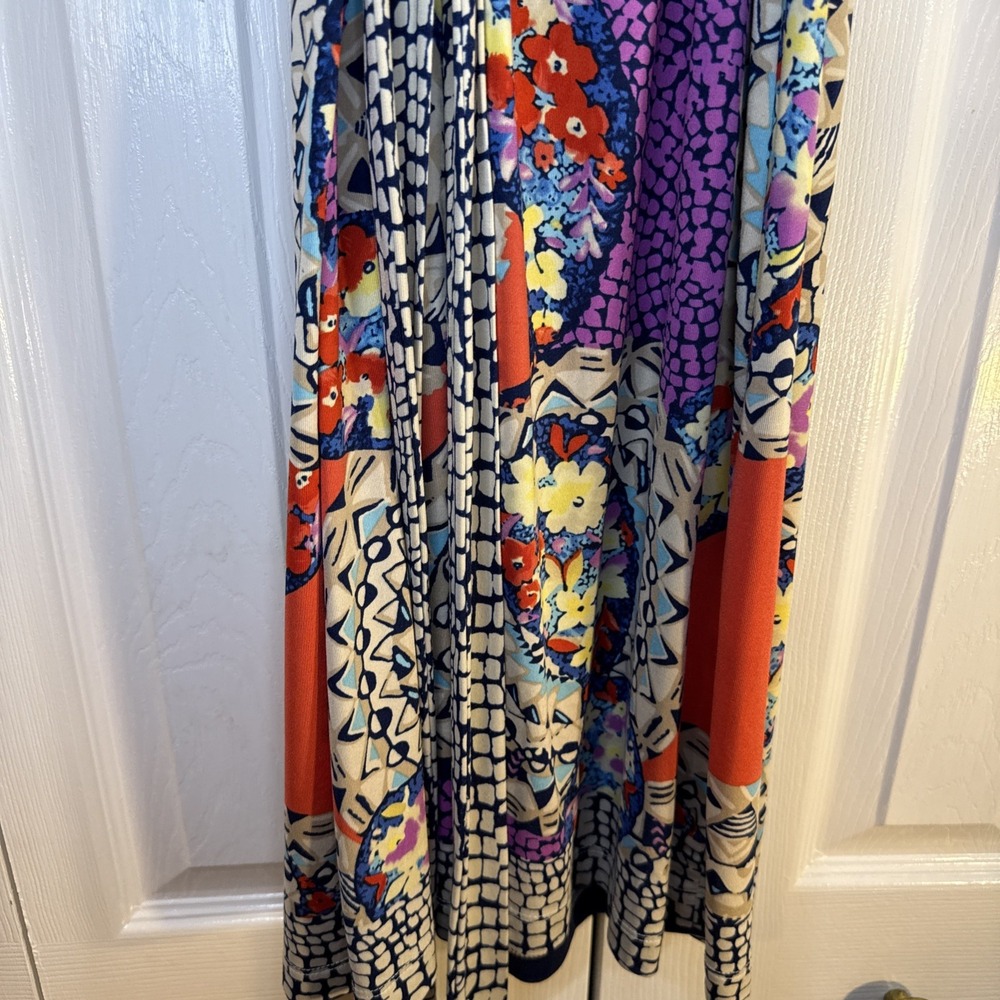 ECI New‎ York Size 10 Multi-Color Striped Sleeveless Sheath Dress Beaded - Picture 10 of 15